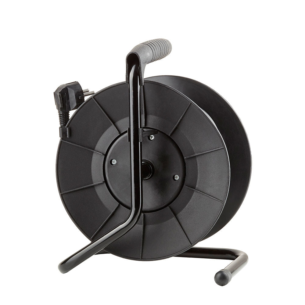 Technik Professionele Kabelhaspel 25m 1.5mm² 16A met 4 EU Stopcontacten en Schakelaar Zwart