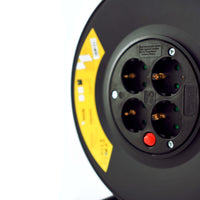 Technik Professionele Kabelhaspel 25m 1.5mm² 16A met 4 EU Stopcontacten en Schakelaar Zwart