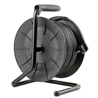 Technik Professionele Kabelhaspel 50m 1.5mm² Zwart 16A 4 Stopcontacten met Schakelaar Binnen Buiten