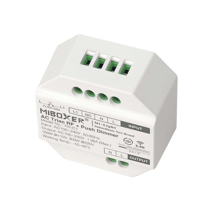 Module variateur LED Tsong 300W AC TRIAC, compatible télécommande RF 2.4GHz, IP20, 220-240V, CE RoHS