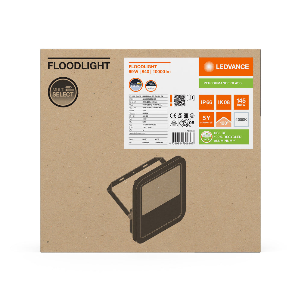 Lampe LED Tsong 10.5W 3000K blanc chaud, 220-240V, faisceau 120°, CRI 80, IP20 IK10 aluminium or mat, CE RoHS