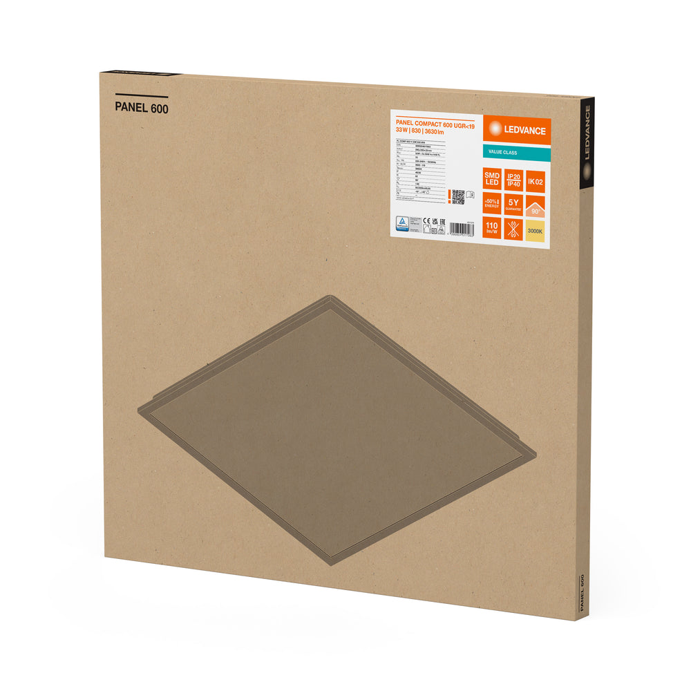 Panneau LED Tsong 33W 3000K 3630 lumens 60x60cm UGR<19 IP20 aluminium Blanc plafonnier sans scintillement