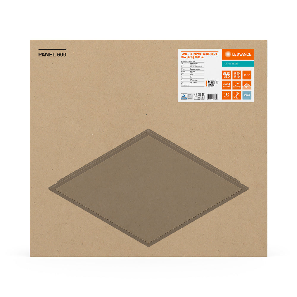 Panneau LED Tsong 60x60cm 33W 6500K IP20 110 lumens/W garantie 5 ans CE RoHS