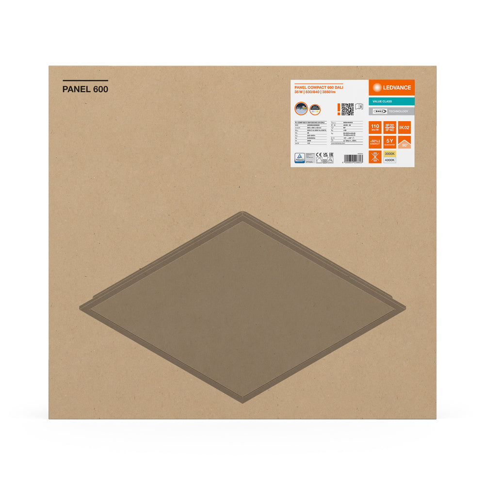 Tsong LED Paneel 60x60cm 35W CCT schakelaar 2700K 4000K 4200 lumen UGR19 IP20 DALI dimbaar