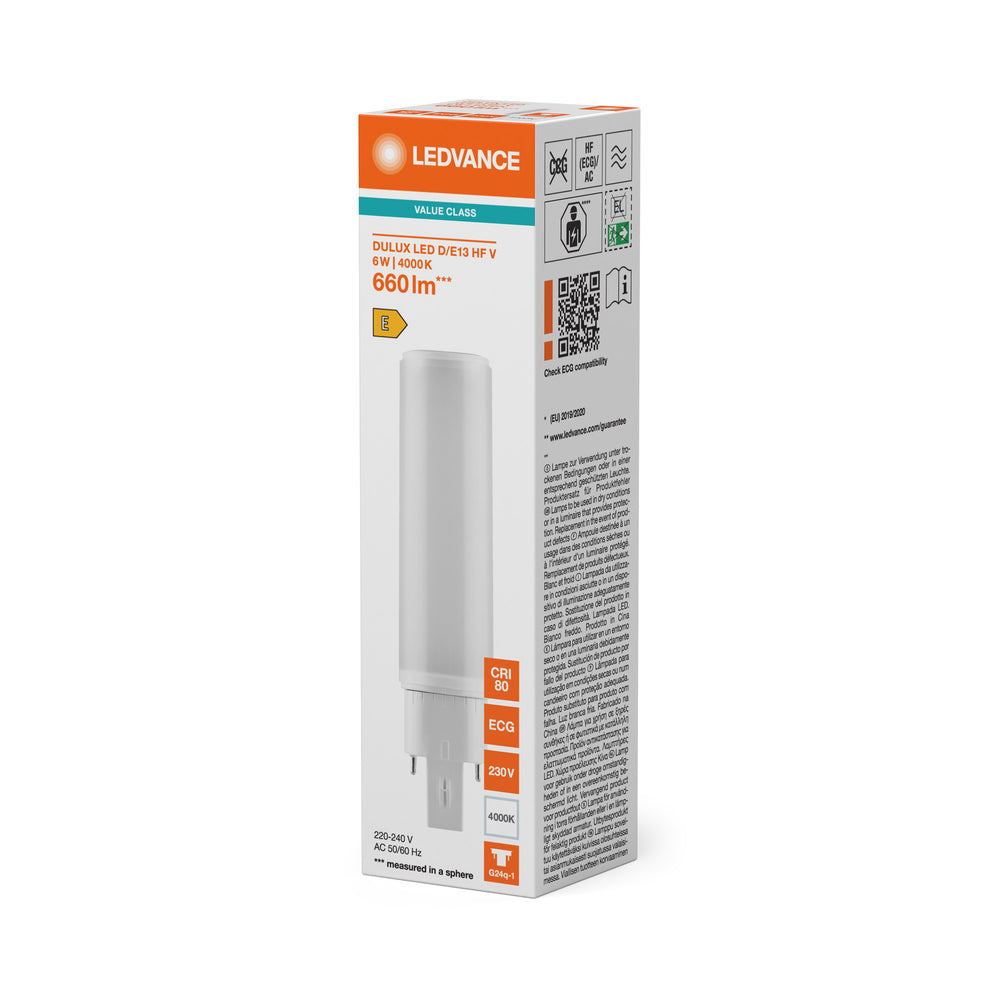 Lampe Tsong LED PL-C 4 broches G24q-1, 10.5W 1521 lumens, 3000K blanc chaud, puce Philips, IP20, CRI 80, 230V