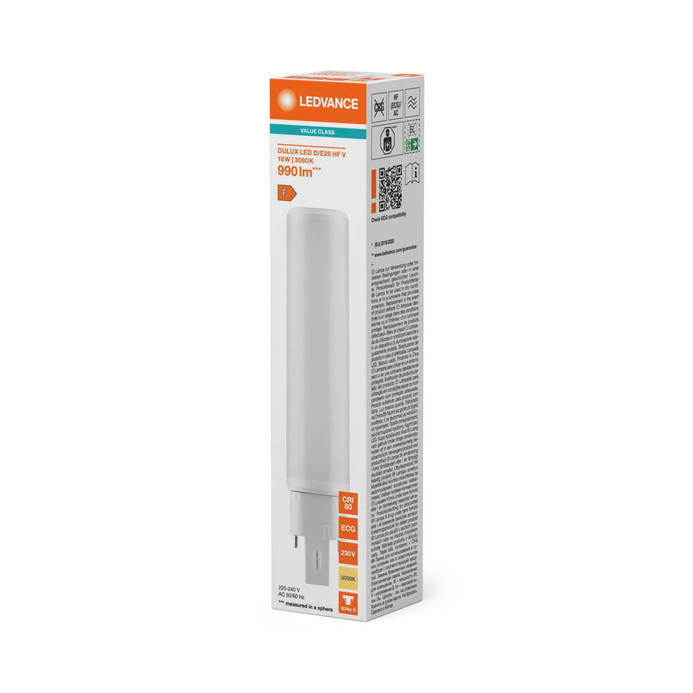 Lampe Tsong LED PLC Dulux D/E G24Q-3 10.5W 1521 lumens 3000K Blanc Chaud 220-240V Puce Philips IP20