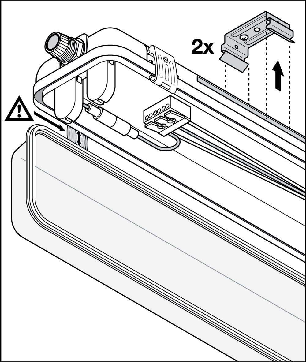 Tsong LED buisarmatuur 120cm IP65 waterdicht voor dubbele LED buizen, aluminium mat gouden afwerking