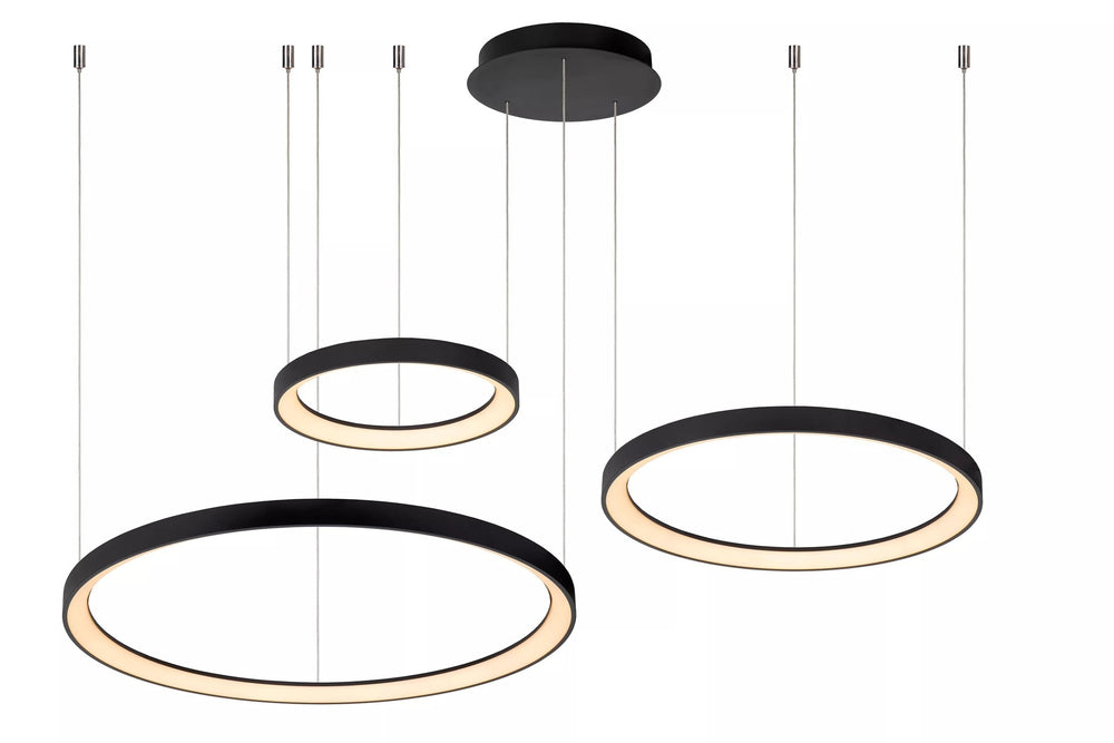Lucide VIDAL LED hanglamp 78 cm zwart 120W 2700K dimbaar