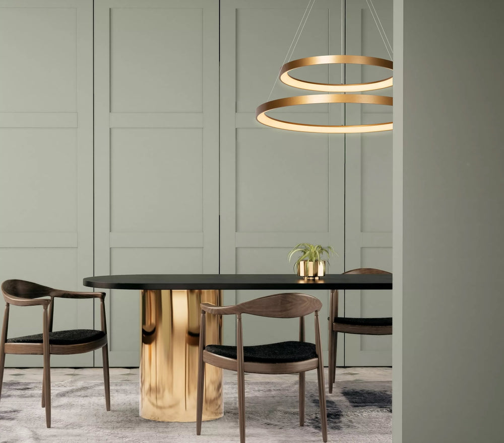 Lucide VIDAL suspension LED, dimmable 92W 2700K, Ø78cm, IP20, CRI 80, finition laiton doré mat
