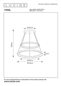 Lucide VIDAL LED suspendu dimmable 92W 2700K laiton doré mat Ø 78 cm