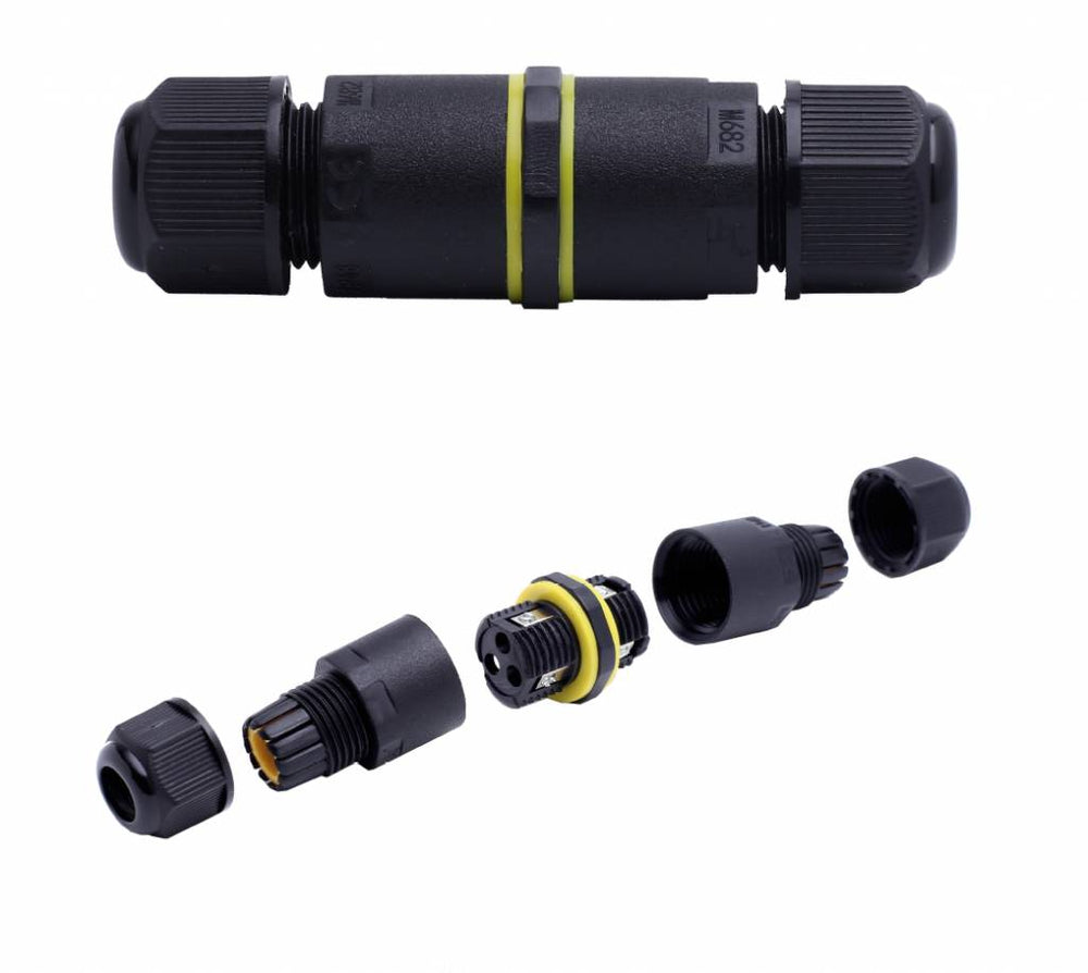 Connecteur de câble étanche LCB 3 pôles pour 0.5-1mm² 220-240V, IP68 extérieur, certifié CE RoHS