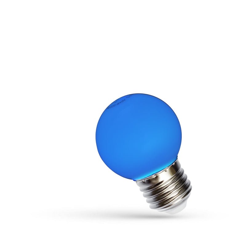 Boule LED Spectrum G45 E27 1W bleu, 230V, angle de 270°, 17000 heures, IP20, CRI 80 lumens, non dimmable