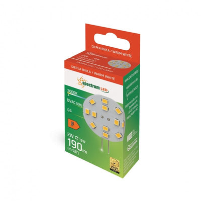 Spectrum LED G4 12V 2W warm wit 3000K met 190 lumen en 120° stralingshoek - ideale interieurverlichting