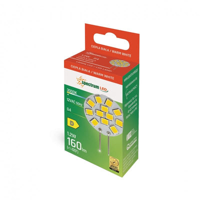 Spectrum LED G4 12V 1.2W 3000K warm wit 160 lumen 120° stralingshoek binnengebruik