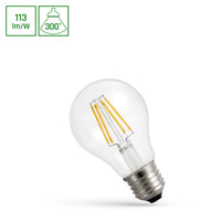 spectrum led gls A60 E27 230V 4W blanc chaud 2700K look filament, 450 lumens, IP20, angle de rayonnement de 300 degrés