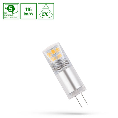 Spectrum LED G4 12V 2,5W koel wit 6000K, 290 lumen, 270° hoek, 50000 uur, 80 CRI, niet dimbaar