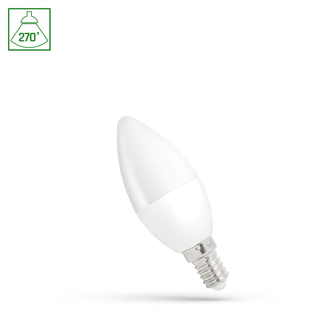 Spectrum Lampe LED chandelle C37 E14 230V 1W blanc froid 6000K avec 90 lumens, large faisceau lumineux de 270° et durée de vie de 17 000 heures