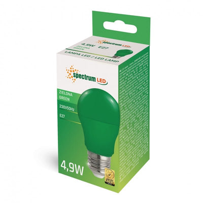 Ampoule LED Spectrum E27 4.9W lumière verte 230V, rayonnement de 270°, durable avec une longue durée de vie de 17000 heures