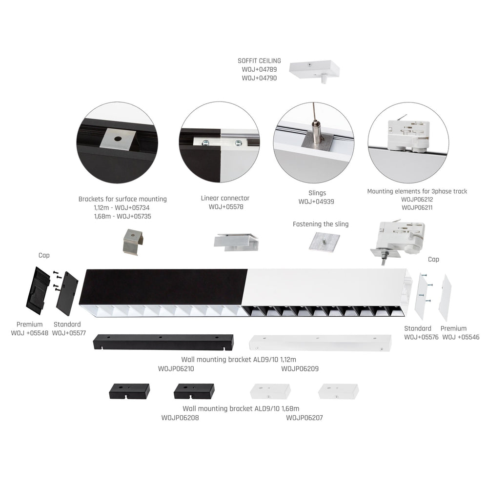 Lampe à tube LED Spectrum allday inspire one 830 30W noir, 3000K, 4350 lumens, 115° montage en surface ou suspendu