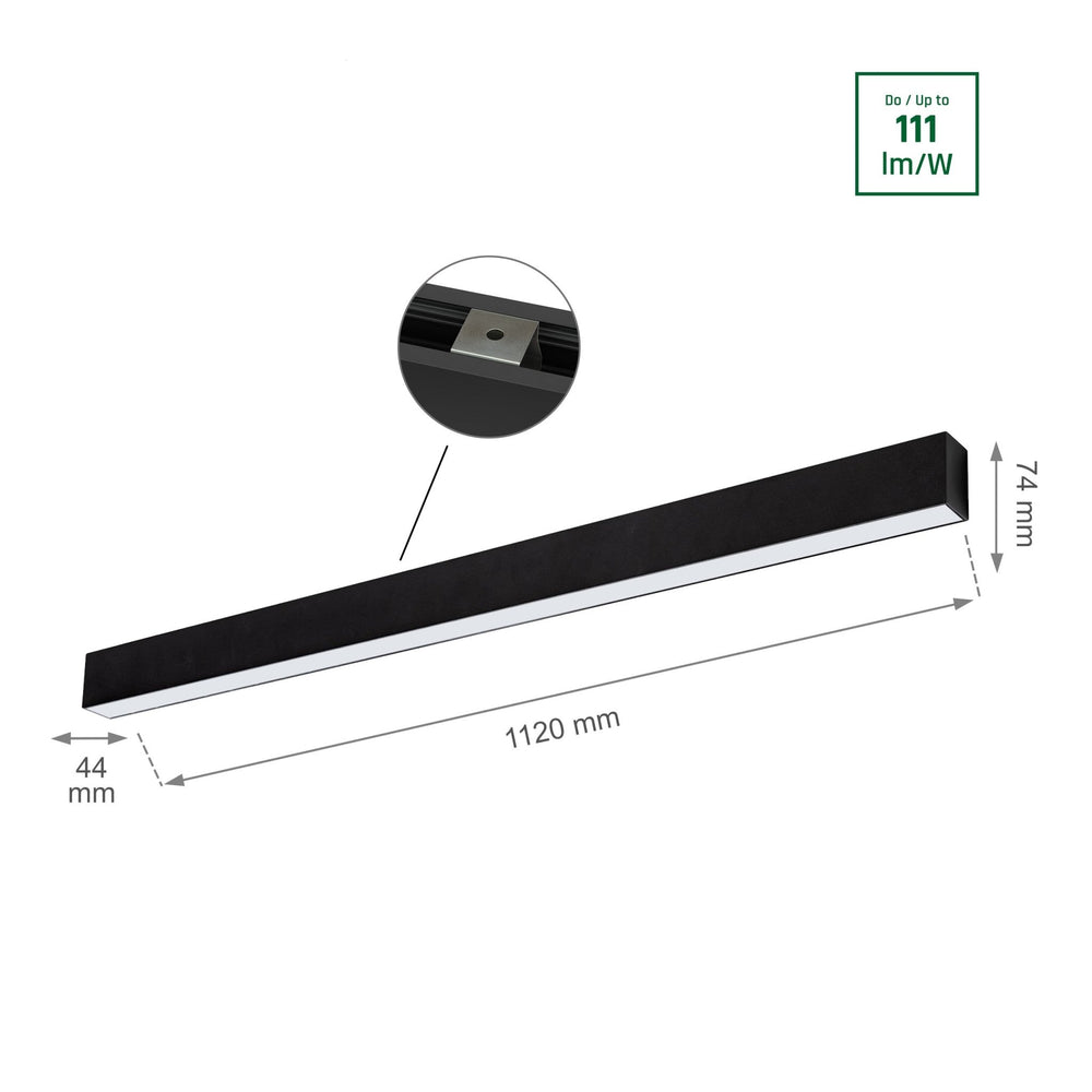 Spectrum Allday GO 36W LED barre lumineuse noire 112cm 4000K angle 115° 4900 lumens IP20 éclairage durable