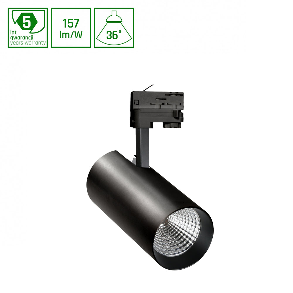 Spectrum MDR BRANTA LED Railverlichting 21W 230V 4000K 3300 lumen CRI 90 36° Zwart IP20 3-Fase Dimbaar